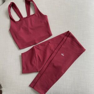 Alo Yoga Airbrush High-Waist Legging and Alosoft Ribbed Bra Tank - Matching Set